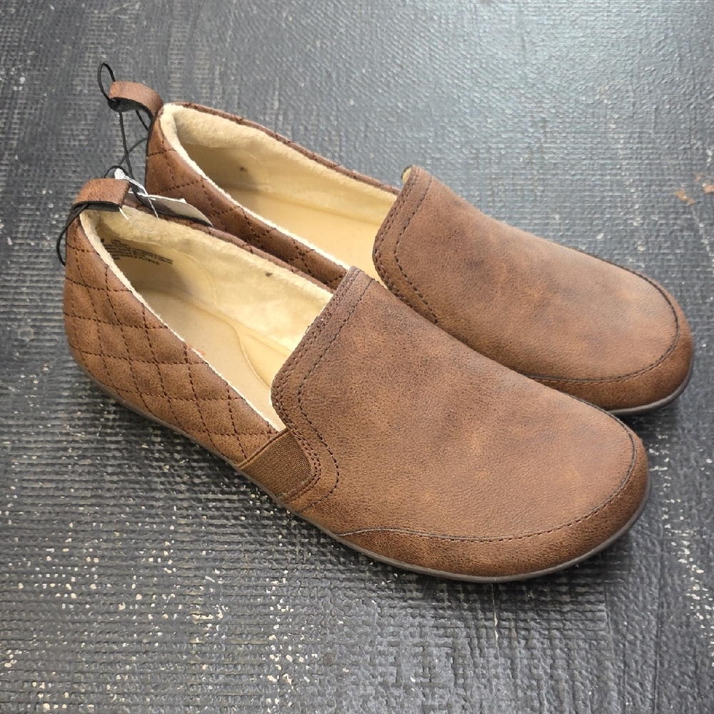 Classic Brown Quilted Slip-On Loafers for Women